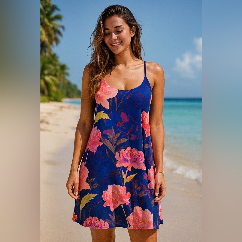 Everly Blue Floral Racerback slip dress